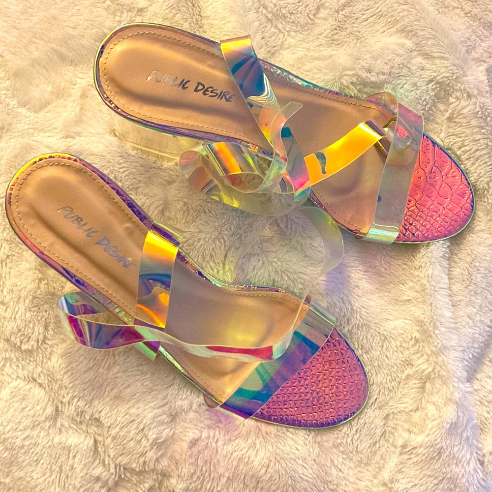 ASOS Public Desire brand size 9 Iridescent strappy sandal heels